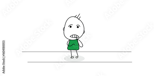 Crying stick figure character showing sadness emotion tears and breakdown concept in expressive cartoon hand drawn vector art

