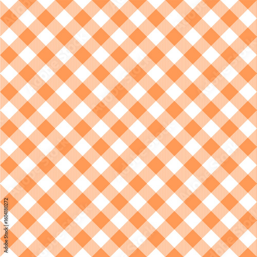 Orange white Buffalo plaid pattern. Vintage style plaid pattern. Checkered vector illustration rustic texture.