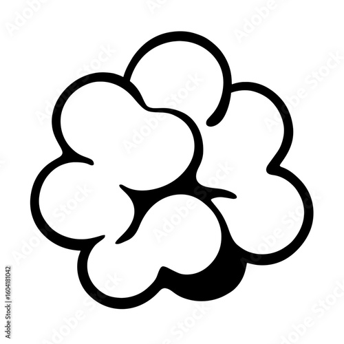 Stylized Black and White Popcorn Kernel Outline Vector - Simple Snack Icon for Movie, Food, and Entertainment Designs