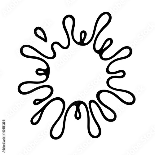 Dynamic Black Outline Ink or Paint Splash Vector - Hand-Drawn Style Splatter for Art and Graphic Design
