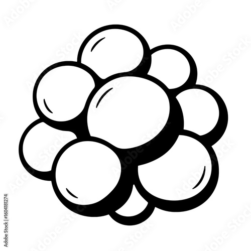 Abstract Black and White Bubble Cluster Outline Vector - Foam, Molecule, or Cell Group Design Element