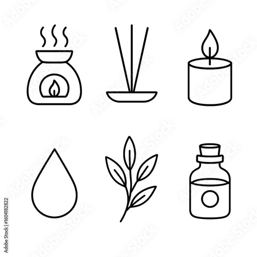 Aromatherapy and wellness icons set
