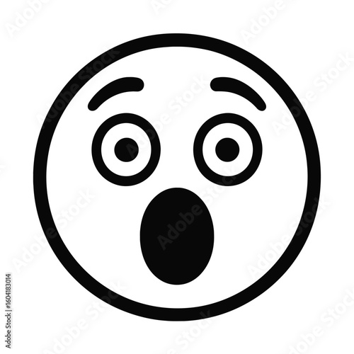 Outline Surprised or Shocked Emoji Face Icon Vector - Expressing Astonishment and Awe