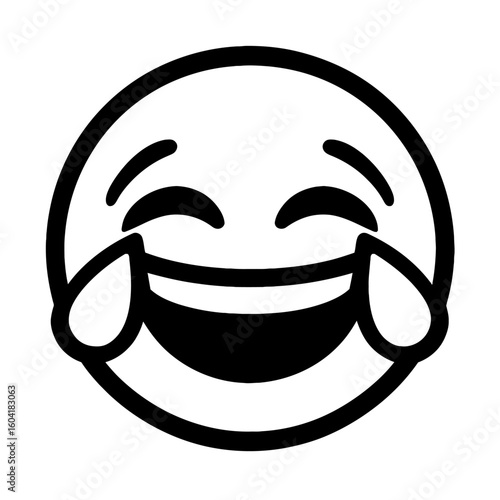 Outline Tears of Joy Crying Emoji Face Vector Icon - Expressing Extreme Laughter and Happiness