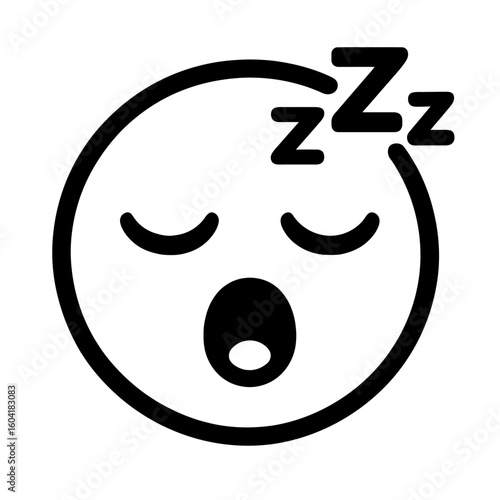 Outline Sleeping Yawning Emoji Face Vector Icon - Expressing Tiredness and Drowsiness