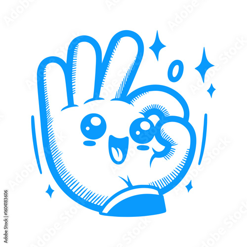 “all right” sign hand cartoon vector illustration