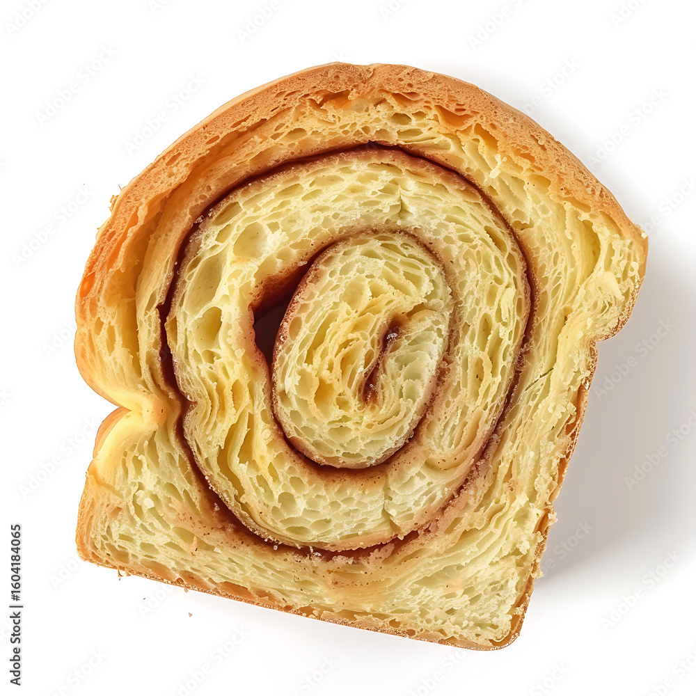 Fototapeta premium Golden Spiral Pastry with Cinnamon Swirl