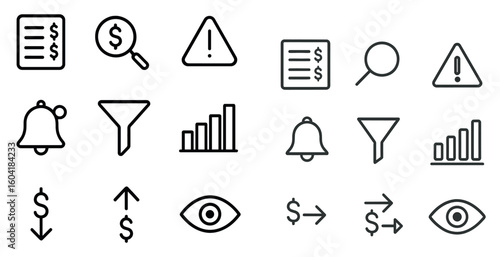 Finance and banking line icons set – linear, outline, economic and currency symbols