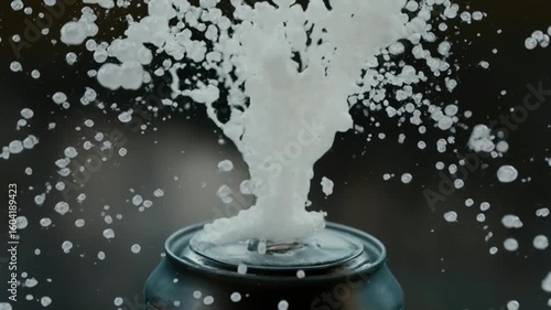 Wallpaper Mural Explosion of white foam erupting from a shaken aluminum beverage can Torontodigital.ca