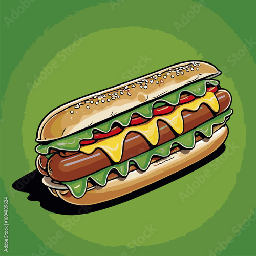 The hotdog vector is made in great detail