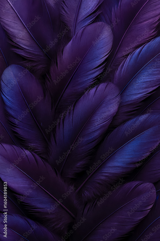 Obraz premium Close-up of vibrant purple feathers with intricate textures and shades