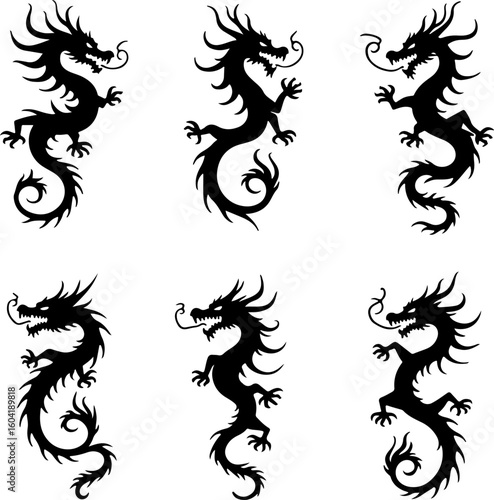 dragon tattoo, tribal dragon, vector bundle