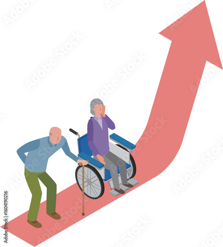 高齢化と矢印