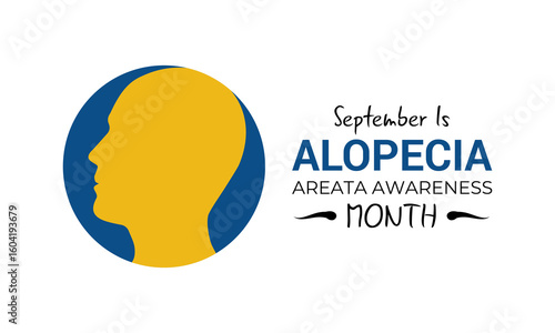 Alopecia Areata Awareness Month. A concept for healthcare. Hairloss condition of September. Creating for web banner, cards, prints, social media, poster, flyer and background design template.