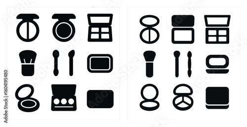 Cosmetics silhouette icons set – beauty, makeup, skincare essentials