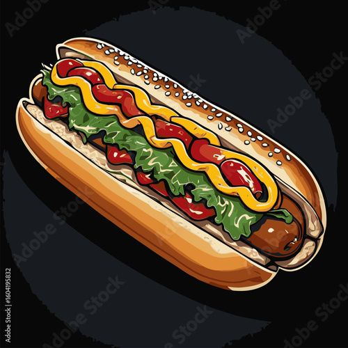 The hotdog vector is made in great detail