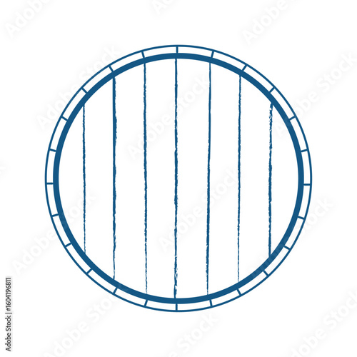 Wooden barrel lid icon isolated on white or transparent background. Line drawing. Vector illustration. Element in outline close-up for Oktoberfest design decoration.