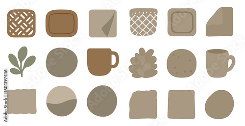Kitchen elements flat icons set – cooking, culinary, home decor symbols