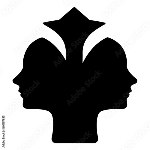 Black and White Graphic Image of Two Faces Making Up a Spade