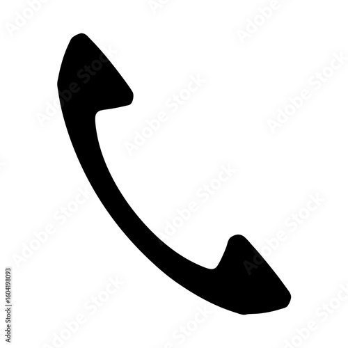 Black silhouette illustration of a telephone handset receiver isolated on white