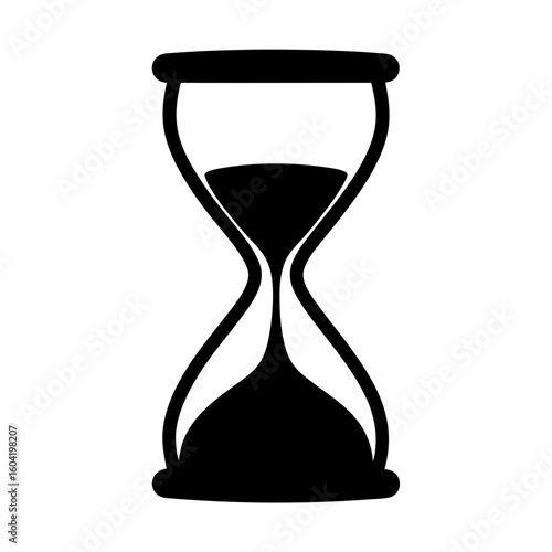 Stylized Black and White Hourglass Illustration Depicting Time Passing and Deadlines