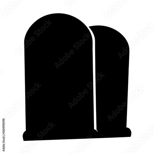 Simple black and white illustration of the Ten Commandments tablets