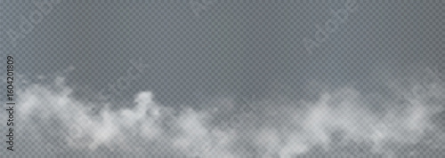White smoke or smog vector overlay. Chemical steam or pollution fog effect for scientific, environmental, or medical illustrations
