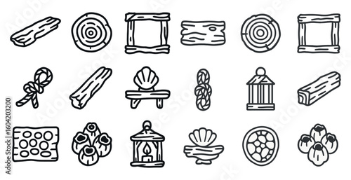 Crafting and diy line icons set – flat, outline, art and hobby symbols