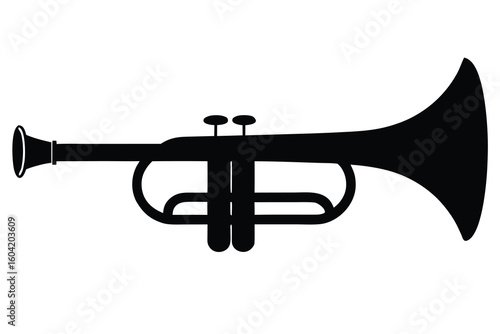 Elegant Silhouette of a Trumpet with Detailed Valves and Bell Design