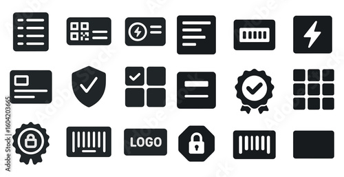 Security and access control solid icons set – flat, filled, protection symbols