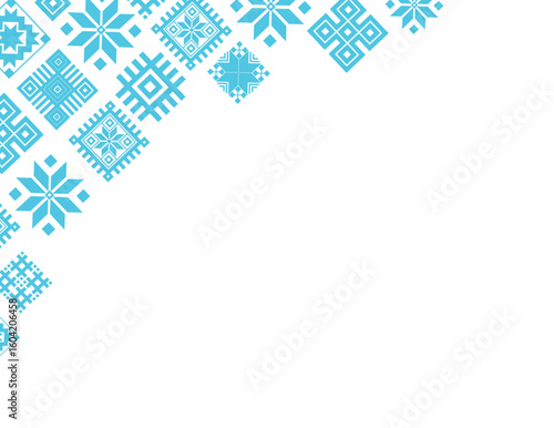 Belarusian folk textile illustration background with empty space