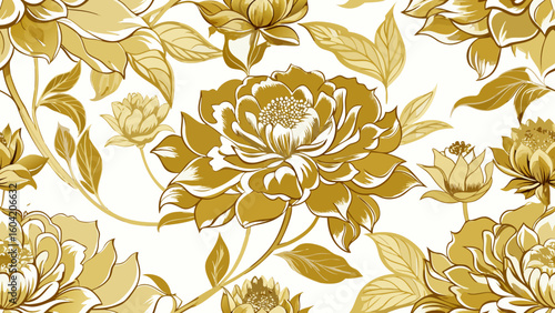 peony flower golden pattern wallpapers isolated white backgrounds for floral wallpaper the bedroom, patterned fills, webs pages, surface textures, books covers, fabrics printing papers,anniversary, 
