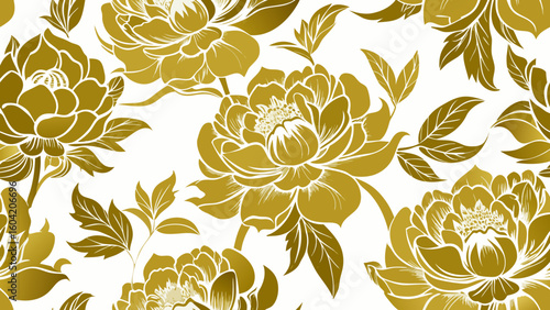 peony flower golden pattern wallpapers isolated white backgrounds for floral wallpaper the bedroom, patterned fills, webs pages, surface textures, books covers, fabrics printing papers,anniversary, 