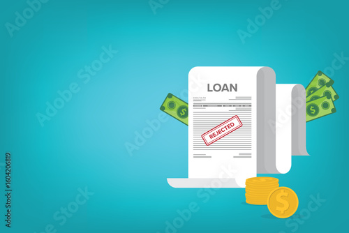 Finance management. Loan agreement not approved . Mortgage money credit. Loan disbursement, quick loan service, easy credit.	

