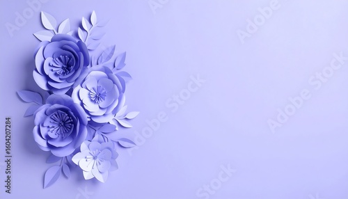 Pastel purple paper flowers and leaves