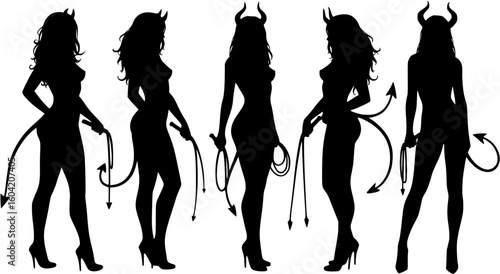  sexy woman  devil  standing with a whip