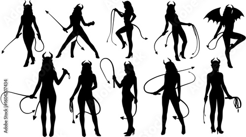  sexy woman  devil  standing with a whip