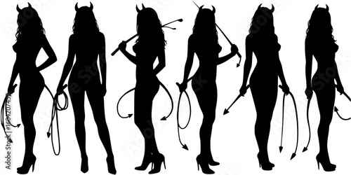 sexy woman  devil  standing with a whip