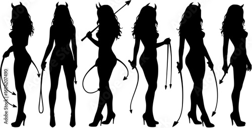  sexy woman  devil  standing with a whip