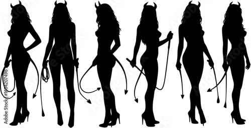  sexy woman  devil  standing with a whip