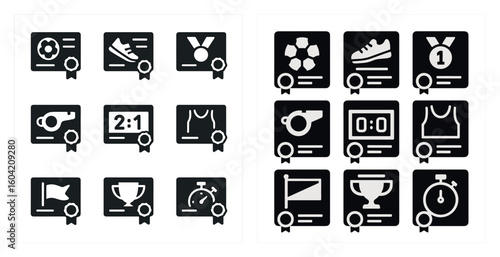 Sports competition silhouette icons set – solid, filled, athletic symbols