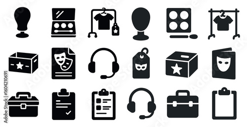 Retail and shopping icons set – solid, filled, commerce and merchandise symbols