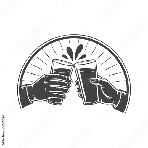 Hands toasting with drinks under a wheel glasses celebration