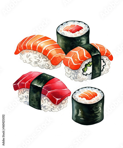 sushi on a white background 