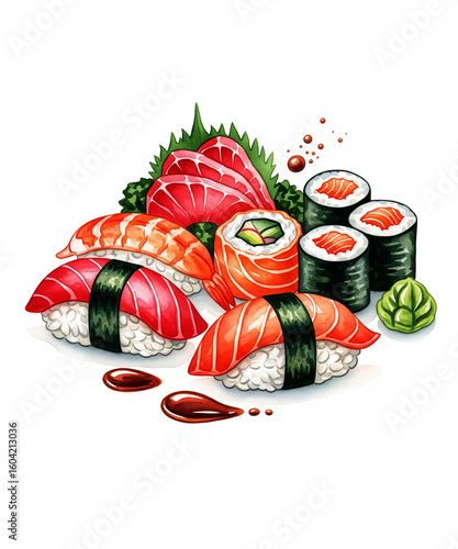 sushi on a white background