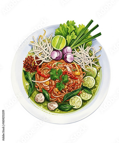 Painting Pad Thai Thai food