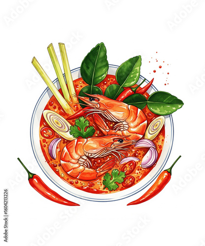 spaghetti with tomato sauce Painting Thai food