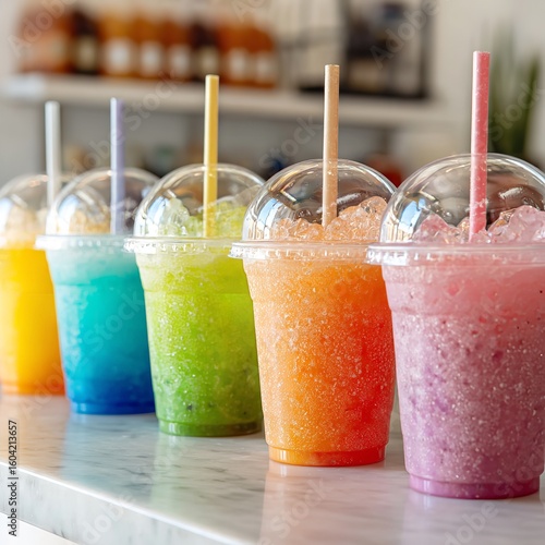 Colorful fruit smoothie drinks refreshing summer beverage juice drink healthy lifestyle fresh cool assorted