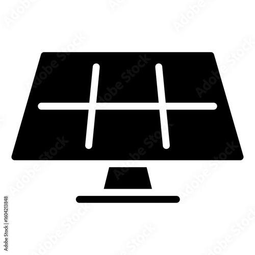Solar Panel Glyph Black Silhouette Vector Design - stylized solar panel representing clean energy and renewable power sources