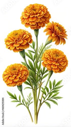 A vibrant display of marigold blossoms in shades of orange and yellow